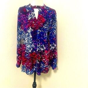 Nine West Women’s Jazz Berry Long Sleeve Blouse Colorful Size Large NWT